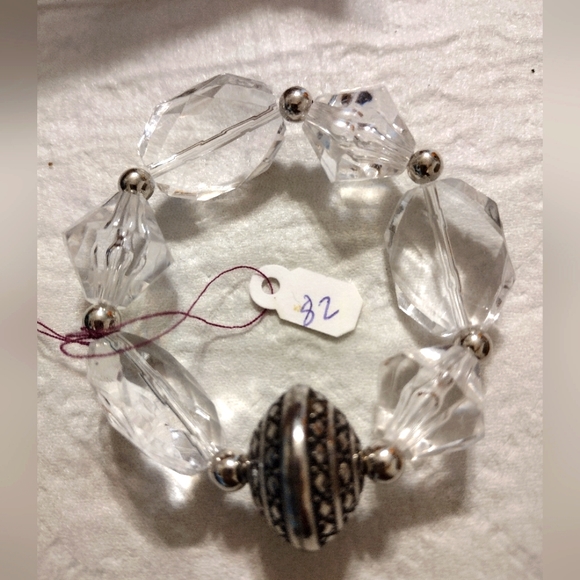 Artemis's Gems custom-made beaded bracelet with large metal engraved bead - Picture 1 of 4